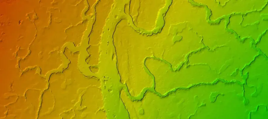 Digital elevation model of a wetland