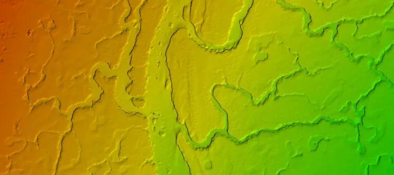 Digital elevation model of a wetland