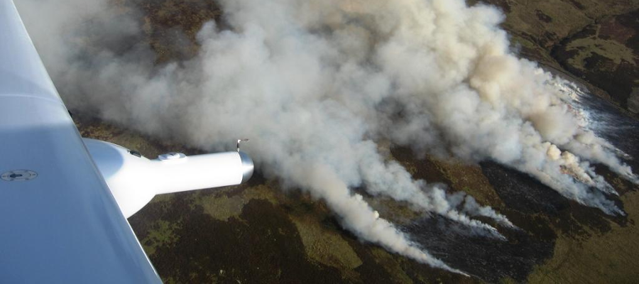 Moorland fire viewed from the Dimona